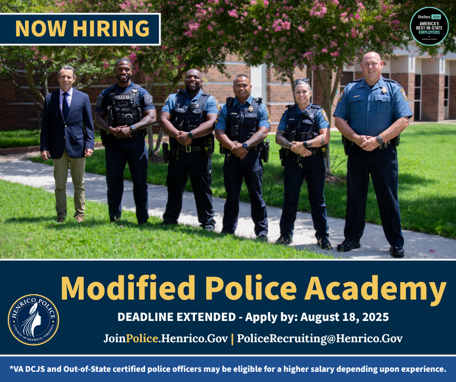 Group of Henrico Police Officers with information about the Modified Police Academy.