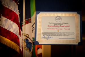 Henrico Police certification for the Virginia Values Veterans - V3 Program