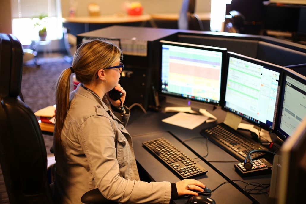 911 Dispatcher at control station